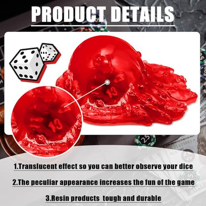 Deekin Translucent Cube Dice Storage with 7 Polyhedral Dice Set, Resin Cube Holder for TTRPG Tabletop Role Playing Game Fantasy Tabletop Gaming(Red) - color: Red