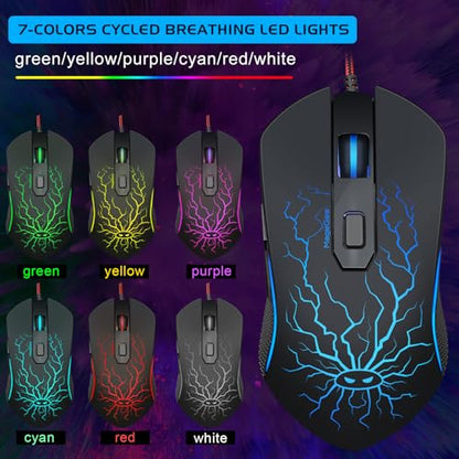 Gaming Keyboard and Mouse Combo, K1 RGB LED Backlit Wired Keyboard with 104 Key Computer PC Gaming Keyboard for PC/Laptop (Black) - color: K1 black