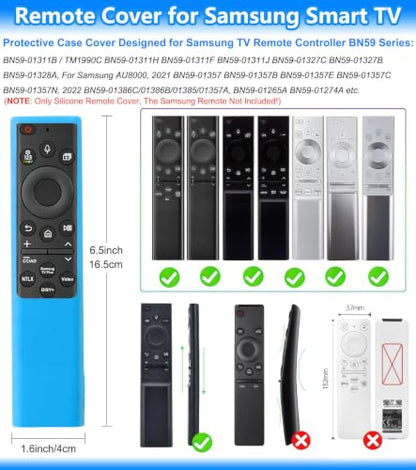 3Pack Remote Cover for Samsung Smart TV，Protective Silicone Case for Samsung Remote Control BN59-01357 BN59-01385 BN59-01265A, Anti-Slip Silicone Sleeve Skin CAN Glow in The Dark Blue Purple Green
