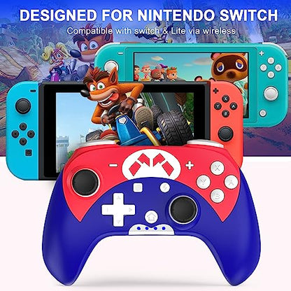 Switch Controller - Wireless Switch Pro Controller for Switch/Switch Lite/Switch OLED with 3 Levels Turbo Function, 4 Levels Adjustable Vibration, Six-Axis Motion Control, One-Key Wake up - color: White