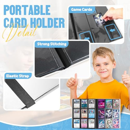 Card Binder 9-Pockets, Trading Card Binder, 20 Pages, 360 Card Capacity PU Collection Binder, Card Folder for MTG, TCG, Game Cards & Sports Cards（White） - color: White