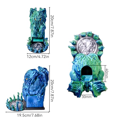 3D BEST-Q Cthulhu DND D&D Dice Tower，3D Printed Compatible with Dungeons and Dragons, 28mm Miniature Wargaming, Tabletop RPGs, Wargame Scenery, Endless Deep Sea Series (Blue&Green) - color: Blue&green