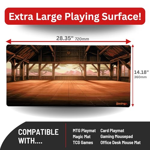 The Gaming Mat Company Single Player MTG Playmat & Mouse Pad – 28" x 14" Dojo Gaming Mouse Pad Compatible with Magic: The Gathering playmats, MTG Cards, TCG Gaming mat - color: Dojo