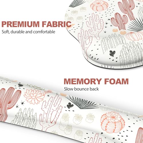 Ergonomic Mouse Pad with Wrist Rest and Keyboard Wrist Rest, Mousepad and Wrist Rest for Computer Keyboard, Pain Relief, Non-Slip Rubber Base, Mouse Pad with Wrist Support for Gaming, Office, Cactus - color: Cactus