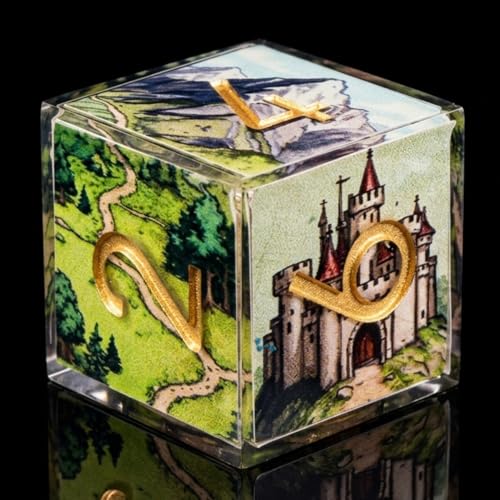 Map Landscape Sharp Edge Resin DND Dice Set 7PCS Polyhedral Dice for Tabletop RPG Games, Handmade Multi-Sided Dice for Dungeons Role Playing, Pathfinder, Gift for Gamers - color: Map