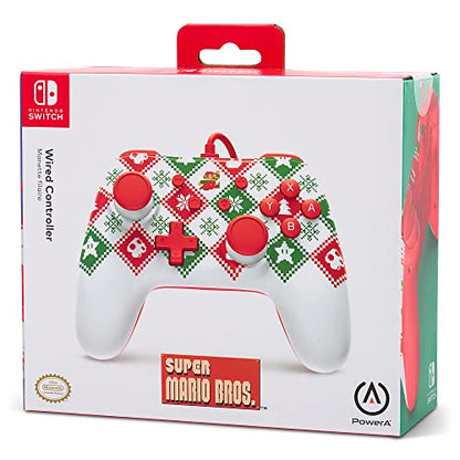 PowerA Wired Controller for Nintendo Switch - Mario Holiday Sweater, Nintendo Switch - OLED Model, Gamepad, Game controller, Wired controller, Officially licensed