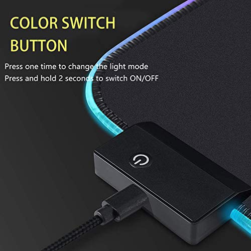 RGB Gaming Mouse Pad, Small Size Glowing Water-Resistant Soft LED Mouse Pad (13.8 x 9.8 x 0.16”) with 14 Lighting Mode, Anti-Slip Rubber Base Mouse Mat for PC LaptopOfficeHomeTravel, L-Black