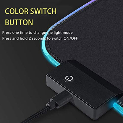 RGB Gaming Mouse Pad, Small Size Glowing Water-Resistant Soft LED Mouse Pad (13.8 x 9.8 x 0.16”) with 14 Lighting Mode, Anti-Slip Rubber Base Mouse Mat for PC LaptopOfficeHomeTravel, L-Black
