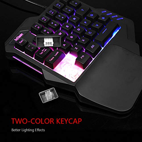 RedThunder One-Handed RGB Gaming Keyboard and Mouse Combo, 35 Keys Mini Gaming Keypad, 6400 DPI Mouse, Portable Game Controller for PC Gamer