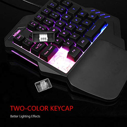 RedThunder One-Handed RGB Gaming Keyboard and Mouse Combo, 35 Keys Mini Gaming Keypad, 6400 DPI Mouse, Portable Game Controller for PC Gamer