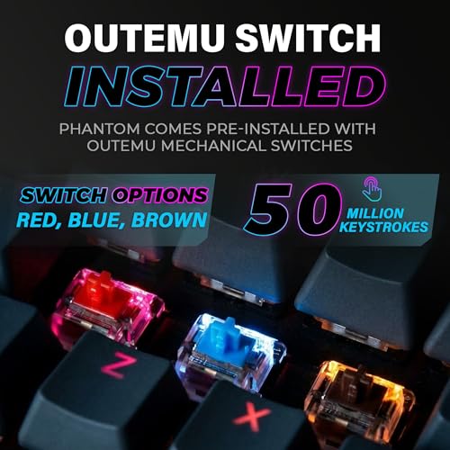 TECWARE Phantom 87 Key RGB Mechanical Gaming Keyboard | Outemu Red Switch | 16.8M Color LED Lighting | 18 Pre-Set | Low Latency | N-Key Rollover | Software Customizable Keys | Wired USB Connection - color: Red Switch