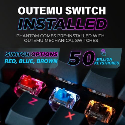 TECWARE Phantom 87 Key RGB Mechanical Gaming Keyboard | Outemu Red Switch | 16.8M Color LED Lighting | 18 Pre-Set | Low Latency | N-Key Rollover | Software Customizable Keys | Wired USB Connection - color: Red Switch