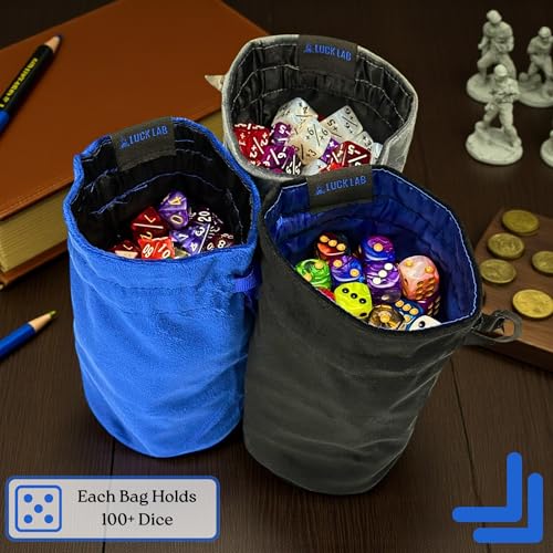 Velvet Drawstring Dice Bag - Set of Three Colors - Dungeons and Dragons Fabric/Standing Cotton Fabric Dice Bags/D&D Dice Pouch/Small Pouch/Velvet Jewelry Bag (Blue, Black, Grey) - color: Blue, Black, Grey