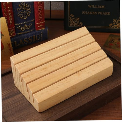 HANABASS Wooden Playing Card Display Stand Sloped and Slotted Card Holder for Easy Access Rustic Design for