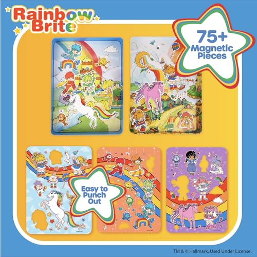 Rainbow Brite Magnetic Playset, 75 Characters & Accessories, Reusable Storage Tin and Play Scene, Fun Toddler Toys, Mess Free Travel Games & Road Trip Essentials, 4 Year Old Girl Birthday Gifts - color: Rainbow Brite
