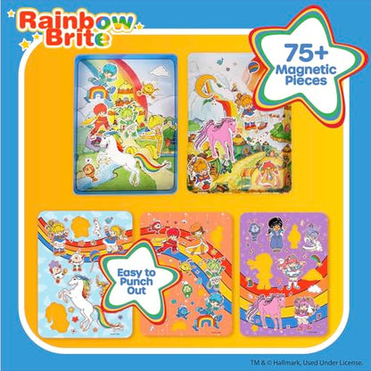 Rainbow Brite Magnetic Playset, 75 Characters & Accessories, Reusable Storage Tin and Play Scene, Fun Toddler Toys, Mess Free Travel Games & Road Trip Essentials, 4 Year Old Girl Birthday Gifts - color: Rainbow Brite