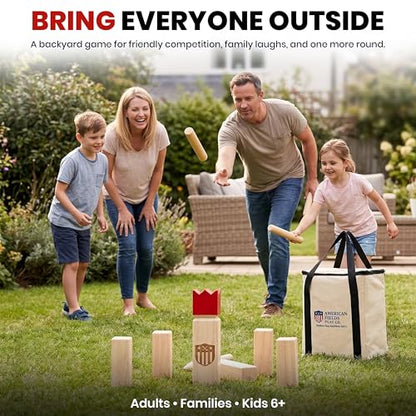 Kubb Yard Game Set Viking Chess Rubber Wood | Laser-engraved king, Carry bag, Backyard, Lawn, Beach, Camping, Outdoor play, Family gatherings, Easy to learn, Fast setup