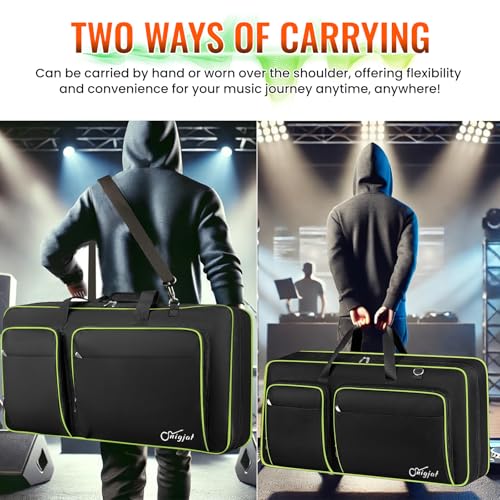 SNIGJAT DJ Controller Case for DDJ FLX10/GRV6/REV5 with Laptop Pocket Green | Padded Large DJ Controller Bag Fits DDJ REV7/REV5/FLX6/1000, Gig Bag with Multi-Pocket and Adjustable Shoulder Strap - color: Green, style: No Wheels