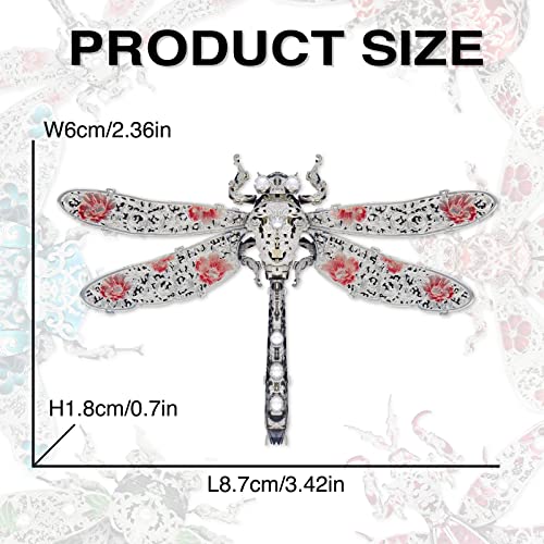 Piececool 3D Puzzles for Adults, Dragonfly Metal Model Building Kits Insect Themed Brooch Assembling DIY Crafts Creative Birthday Gifts,25Pcs - color: Dragonfly