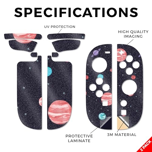 Glossy Glitter Gaming Skin Compatible with Nintendo Switch 2 Joy-Con Controller 2 Pack - Bright Night Sky - Premium 3M Vinyl Protective Wrap Decal Cover - Easy to Apply Made in The USA by MightySkins - color: Bright Night Sky, size: 2 Pack of Joy-Con Skin