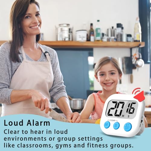 Lasubst Digital Kitchen Timers, Classroom Timers for Kids Teachers, 3WH 3BK | Back to School Supplies Bulk, Classroom Must Haves, Min/Sec Count Up/Down, Magnetic Back, Loud Alarm, Lanyards Included - color: Black Black Black White White White