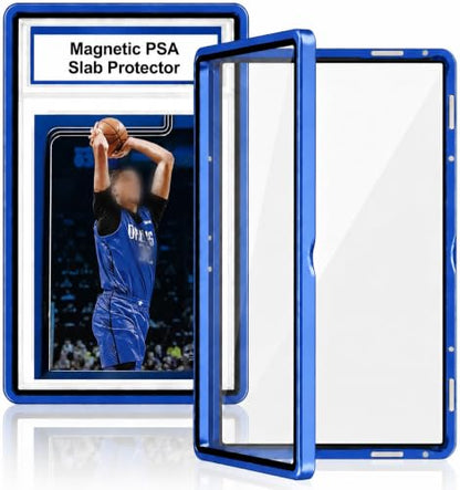 PSA Slab Case with 9-Point Secure Lock, Aluminum Alloy Graded Card Case, Magnetic UV Protection Slab Protector Fits 35PT PSA, CGC, CSG Cards, Professional Display Frame for Sports Cards (dark blue) - color: dark blue
