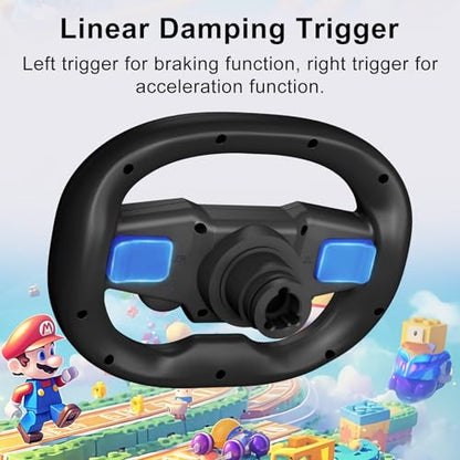 DOYO Wireless Gaming Steering Wheel, Multi-Platform Racing Wheel Compatible for Switch/PC/PS4/PS3/iOS and Android Phones (Black) - color: Black