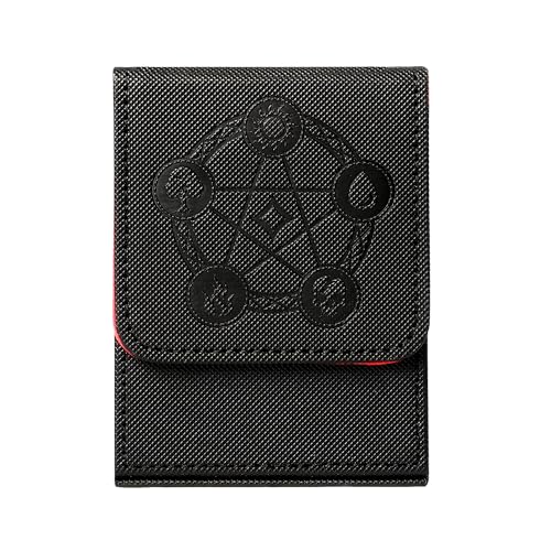 Card Deck Box with 2 Dividers, MTG Commander Deck Box Holds 100+ Double-Sleeved Cards, Leather Magnetic Deck Case Compatible with Magic TCG CCG Cards, Black - color: 2. Black 02, size: 100 Double-sleeved Cards Vertical