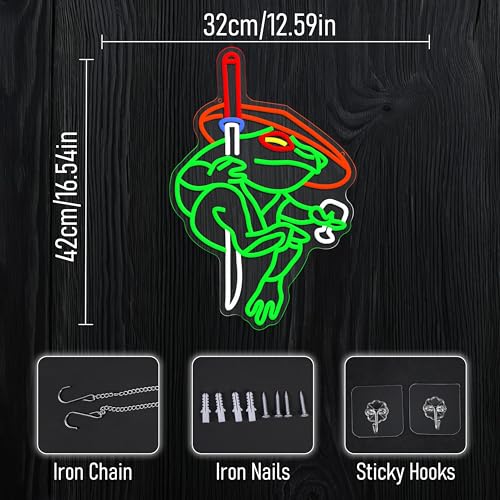 Ninja Frog Neon Sign Dimmable Toad Ninja Neon Light for Wall Decor Frog LED Light Up Sign for Kids Room Game Room Store Man Cave Zoo - style: Ninja Frog