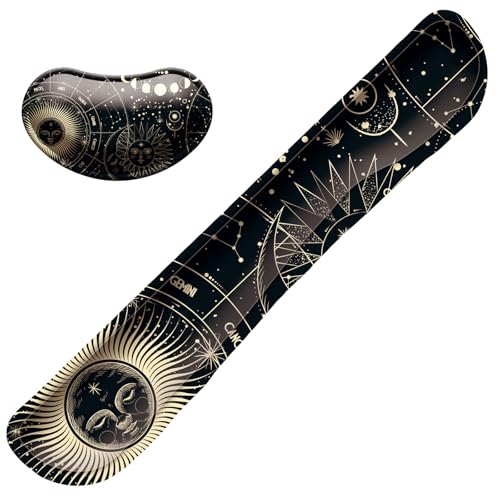 Keyboard Wrist Rest Mouse Wrist Support Set, Memory Foam Wrist Rest Pad for Computer Laptop Keyboard Mouse, Ergonomic Wrist Cushion Support for Typing Pain Relief, Gaming Home Office, Moon Phase - color: Moon Phase