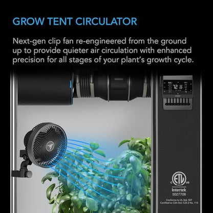 AC Infinity CLOUDRAY A6 Grow Tent Clip Fan 6” | Redesigned Long-Life EC Motor, 10 Dynamic Wind Speeds, IP-54 Weatherproof, Manual Swivel for Hydroponic Air Circulation - size: 6", Manual Swivel