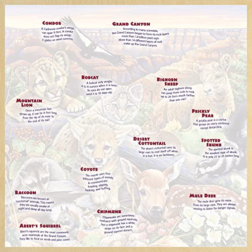 Masterpieces 48 Piece Fun Facts Jigsaw Puzzle for Kids - Jr Ranger Grand Canyon Wildlife Wood Puzzle - 12"x12" - style: Grand Canyon Wildlife
