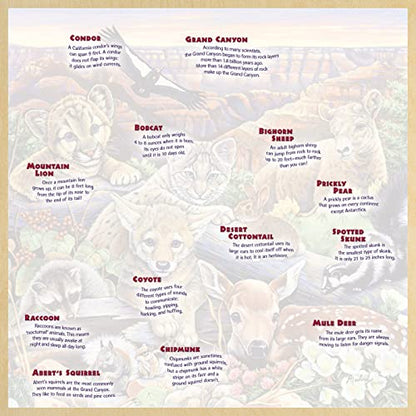 Masterpieces 48 Piece Fun Facts Jigsaw Puzzle for Kids - Jr Ranger Grand Canyon Wildlife Wood Puzzle - 12"x12" - style: Grand Canyon Wildlife