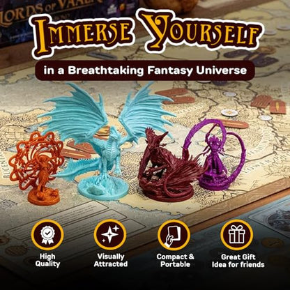 Draco Studios Dragonbond: Lords of Vaala – 2 Player Fantasy Board Games for Adults, Dragon Game for Kids, 2 Player Strategy Board Games for Adults, RPG Cooperative Conquest, 1-4 Players, Age 14+ | Asymmetric Board Game, ~60 Minute, With 4 Miniatures, Card