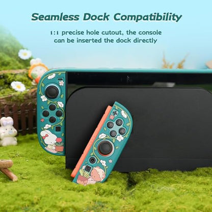 GeekShare Protective Shell Compatible with Switch 2, Kawaii Cartoon Dockable Case for Switch 2, Anti-Scratch and Shock-Absorption Design Cover Skin - Bunny Garden - size: For Switch 2