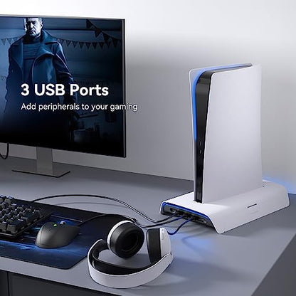 Cooling Station for PS5 Accessories, Vertical Stand with RGB for PS5 Disc & Digital Edition Console, 3-Level Cooling Fan, Dual Controller Charging Stand, Not for PS5 Slim and PS5 Pro