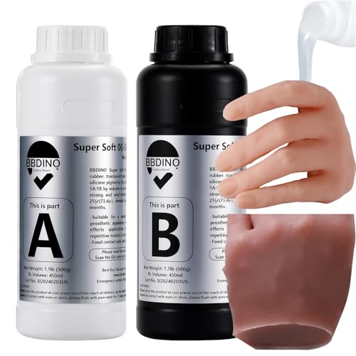 BBDINO 00-30 Super-Soft Silicone Rubber Skin Like Translucent 2.2 Lbs | Additional Silicone Rubber Extremely Flesh Like Ideal for Making Professional Silicon Masks/Reborn Baby Dolls Orthotics etc. - size: Trial 1000g