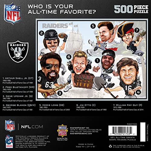 MasterPieces 500 Piece Sports Jigsaw Puzzle for Adults - NFL Las Vegas Raiders All-Time Greats - 15x21" - style: Las Vegas Raiders