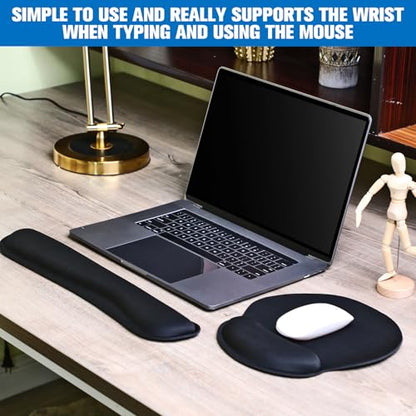 Yunsailing 8 Pcs Ergonomic Mouse Pad and Keyboard with Wrist Support Set Soft Smooth Gel Rest Comfortable Memory Foam for Easy Typing Gaming Computer Laptop Office Home