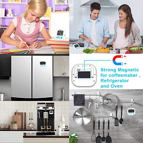 2 Pack Digital Kitchen Timer II 2.0, Big Digits, Loud Alarm, Magnetic Backing, Stand, for Cooking Baking Sports Games Office (White) (2 Pack)