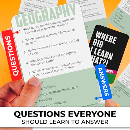 Trivia Card Games for Adults — Family Board Games for Teens and Adults | 500 Geography Questions Trivia Cards with Answers – Fun Party Game for Family Game Night - color: 5. Geography