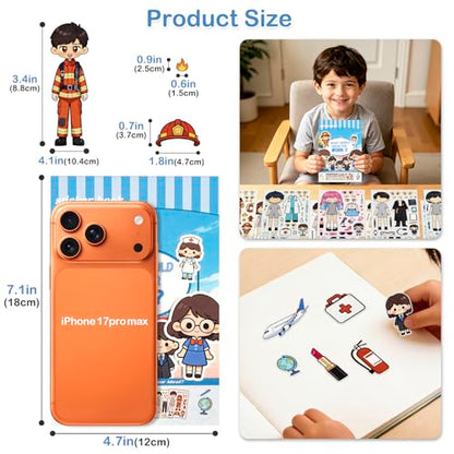 Career Stickers for Kids - 10 Sheets Make a Face Stickers Party Favors Activities Gifts for Toddler Grandkids Birthday School Classroom Supplies - style: Career