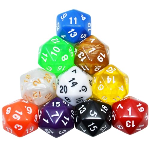 SmartDealsPro 10-Pack 20 Sided Dice D20 Polyhedral Dice for DND RPG MTG Table Game (Mix Color) - color: Mix Color
