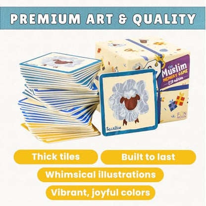 The Muslim Memory Game Eid Edition, Ramadan Gifts for Kids Ages 4-8, Islamic Educational Toy, Eid Gifts for Children, Screen-Free Family Matching Game with Arabic Guide