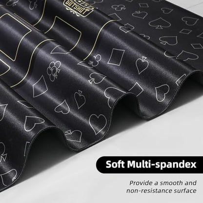 GUTSHOT Foldable Casino Quality Poker Mat | Water Resistant Poker Table Cloth, Soft Multi-Spandex | Waterproof, Noise-Free Gameplay | Includes Carrying Bag and 2 Gift Poker Card Packs - color: Black 94 X 47 Inch