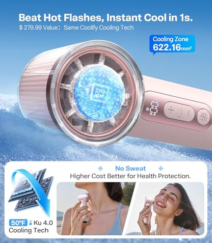 TORRAS COOLiFY iva Handheld Fan with Ice Cooler, [Chill by 50°F], 0-100 Adjustable Speed, Super Mini Powerful Portable Fan 4900mAh Rechargeable, Hand Fans, Gifts for Women, Pink - color: Pink
