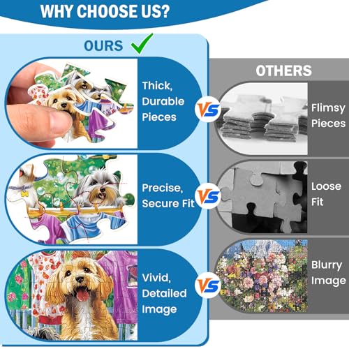 300 Piece Puzzles for Adults, Cute Dog Jigsaw Puzzle for Adults Children Elderly, Large Piece Fun Animal Puzzle for Kids Ages 8-10 10-12, Challenging Landscape Puzzles,Family Game Great Gift 20.5*15in - style: Cute Dogs Cats