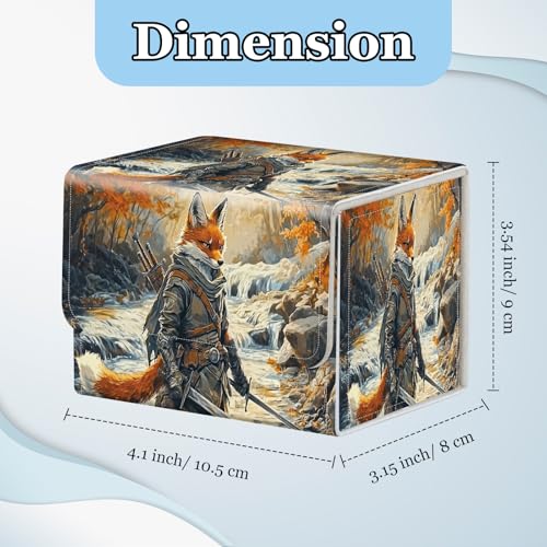 Commander Deck Box for Trading Cards - Fits 100+ Double Sleeved Cards, PU Leather MTG TCG Storage Case with Strong Magnetic Closure, Fox Knight - color: Fox Knight