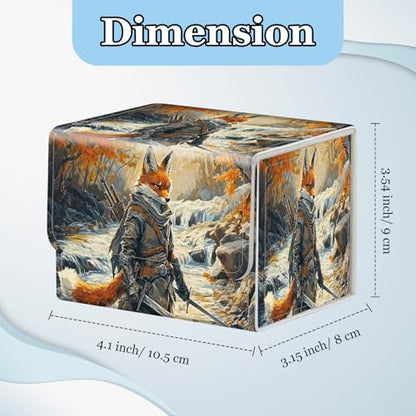Commander Deck Box for Trading Cards - Fits 100+ Double Sleeved Cards, PU Leather MTG TCG Storage Case with Strong Magnetic Closure, Fox Knight - color: Fox Knight