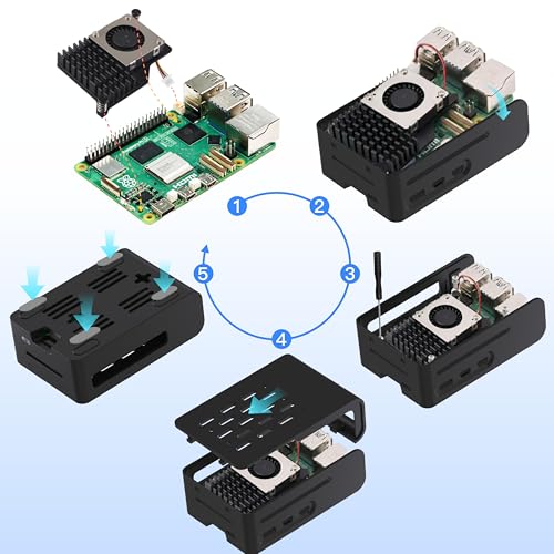 TRASKIT Basic kit for Raspberry Pi 5 RAM 8GB Included PI5 Case,5.1V 5A Power Supply,Active Cooler and Pi 5 8GB Single Board